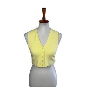 NWT BDG Cropped Button Front Tank Top Ribbed Yellow Size Large